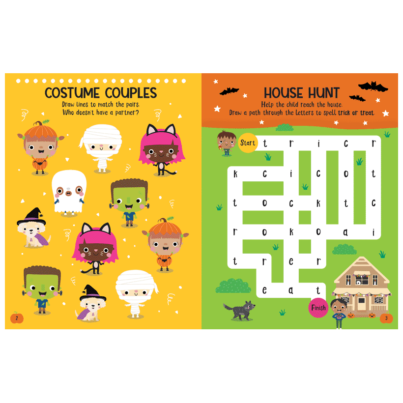 Second spread of Trick-or-Treat Street Activity Book (9781805444855)