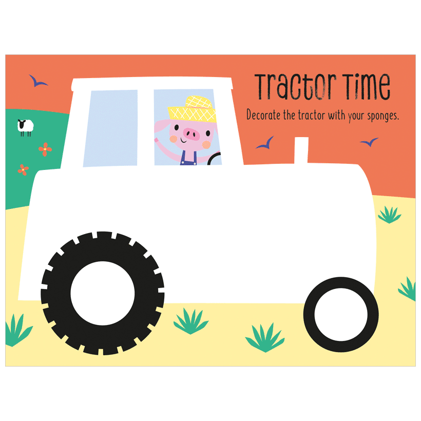 Second spread of Busy Bees Things That Go Sponge Art (9781805443087)