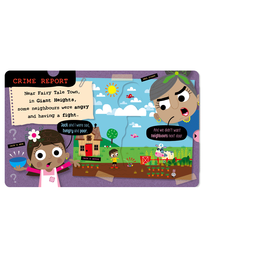 Second spread of True Crime Fairy Tales Jack and the Beanstalk (9781836421061)