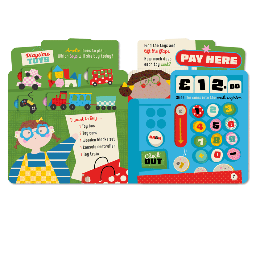 Second spread of My First Busy Shop (9781836424758)