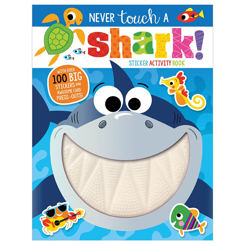 First Spread of Never Touch a Shark! Sticker Activity Book (9781789474084)