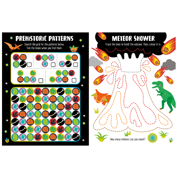 Second spread of Glow in the Dark Dino Land Activity Book (9781803373409)