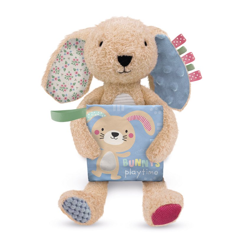 First Spread of Sensory Snuggables Medium Plush Bunny with Cloth Book (9781836422327)