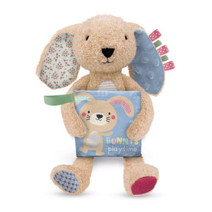 First Spread of Sensory Snuggables Medium Plush Bunny with Cloth Book (9781836422327)