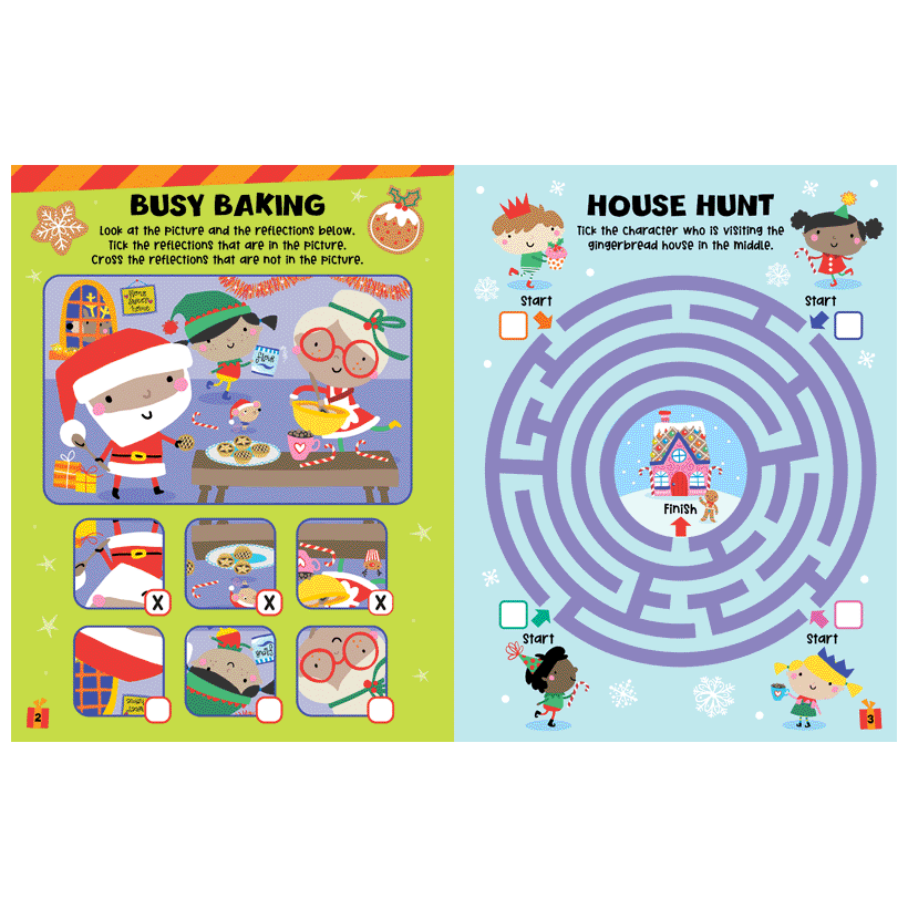 Second spread of Gingerbread Friends Activity Book (9781805442837)
