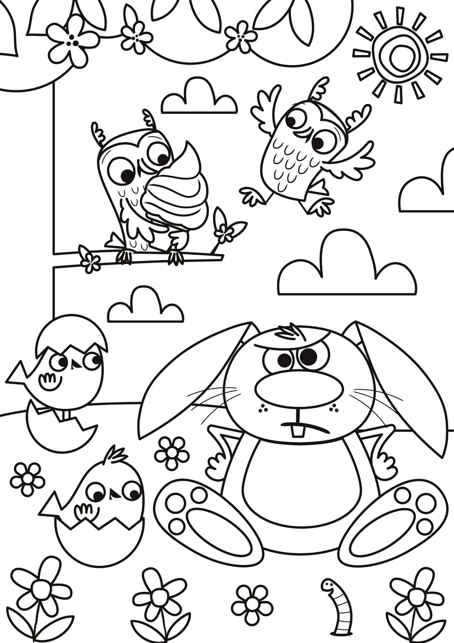 Easter Colouring Grumpy Bunny