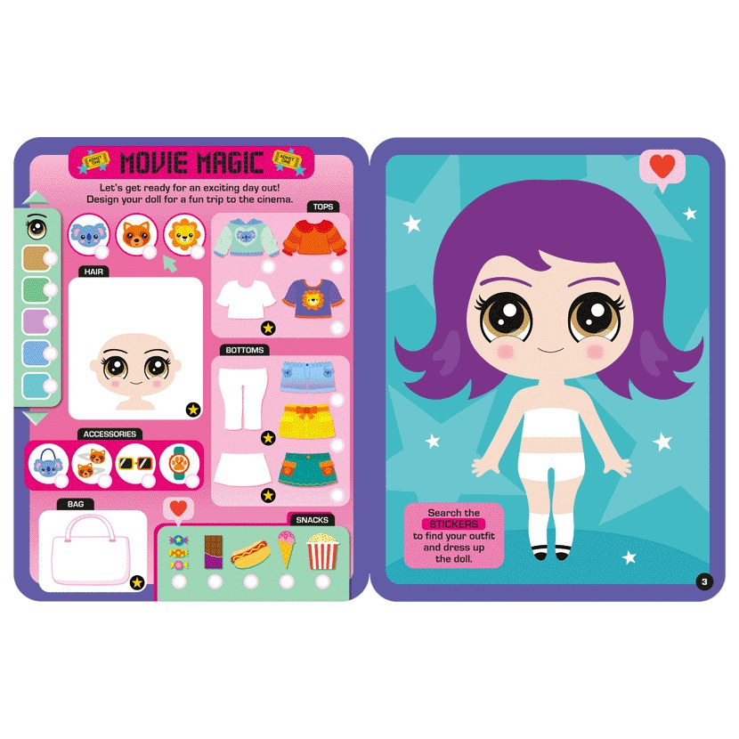 Product image 7 of Dress Up Fashion Dolls Animal Party, a sticker activity book for ages 5+, by Make Believe Ideas.