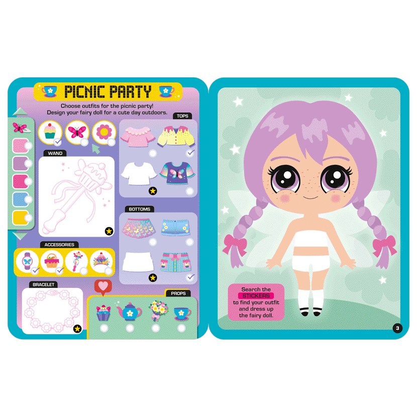 Product image 8 of Dress Up Fashion Dolls Fairy Universe, a sticker activity book for ages 5+, by Make Believe Ideas.