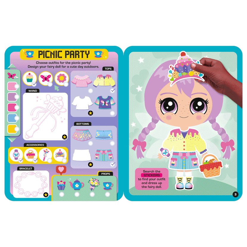 Product image 10 of Dress Up Fashion Dolls Fairy Universe, a sticker activity book for ages 5+, by Make Believe Ideas.