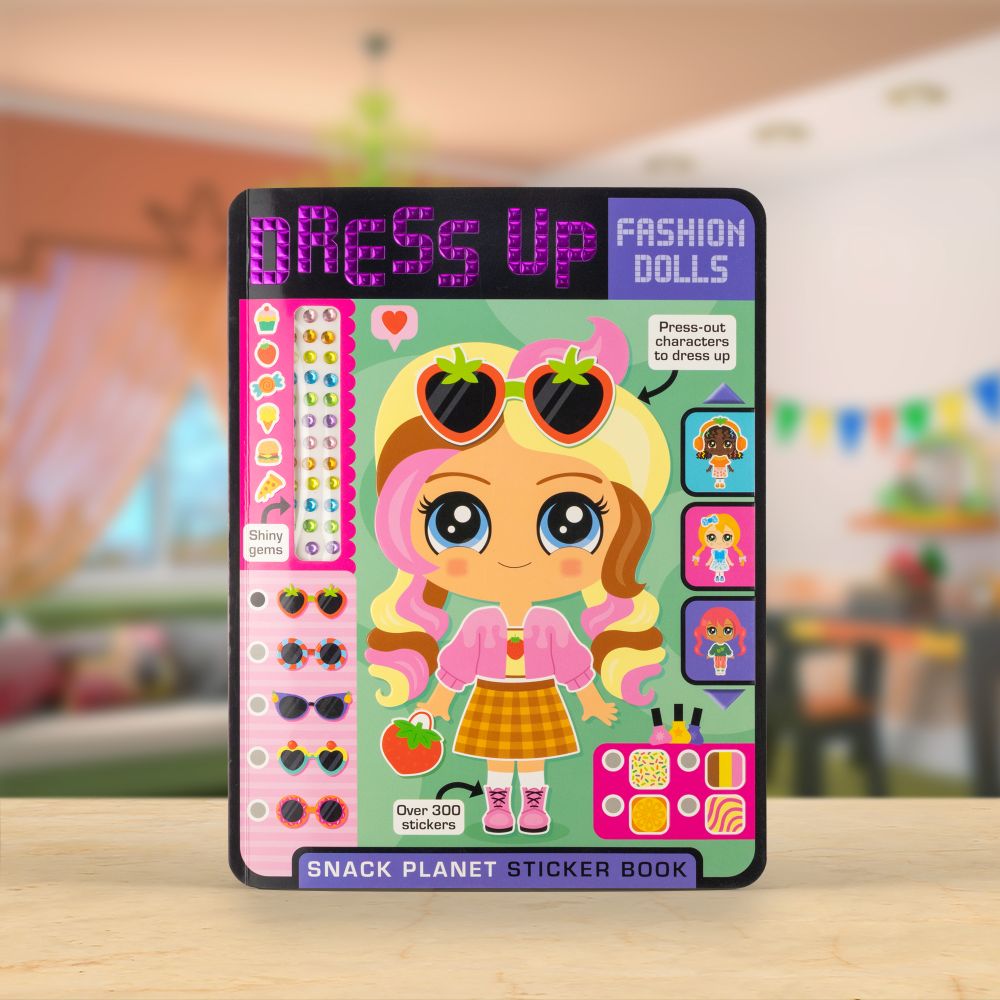 Product image 2 of Dress Up Fashion Dolls Snack Planet, a sticker activity book for ages 5+, by Make Believe Ideas.