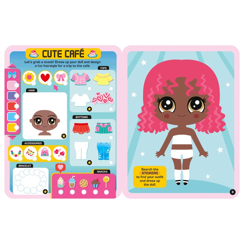 Product image 7 of Dress Up Fashion Dolls Style City, a sticker activity book for ages 5+, by Make Believe Ideas.