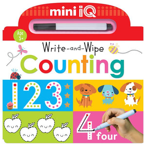 Product image 1 of Mini iQ Write-and-Wipe Counting, a sticker activity book for ages 3+, by Make Believe Ideas.