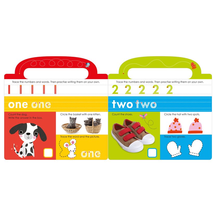 Product image 3 of Mini iQ Write-and-Wipe Counting, a sticker activity book for ages 3+, by Make Believe Ideas.
