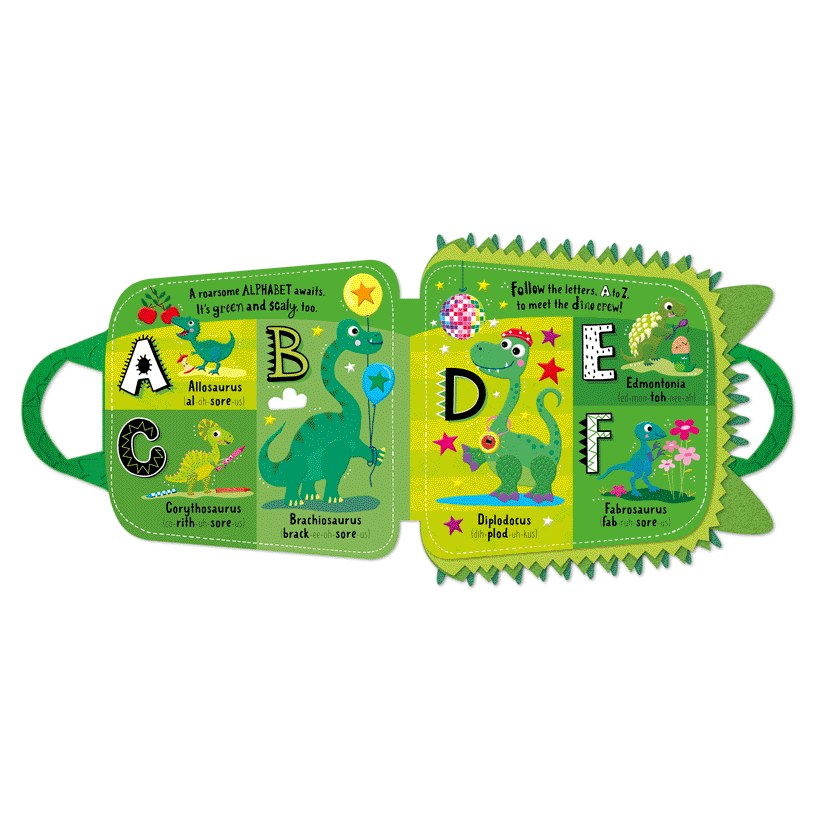 Product image 2 of My Green and Scaly Dinosaur ABC Backpack, a board book for ages 3+, by Make Believe Ideas.