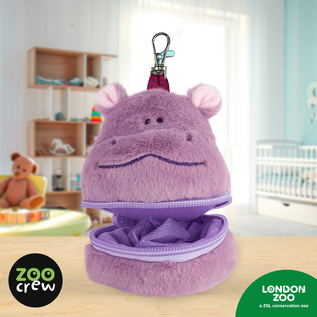 Zippazoo Bag Buddy Pygmy Hippo 3 (5060236484154) by Make Believe Ideas
